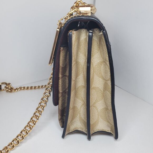 Coach Klare Chain Crossbody Monogram Lt. Khaki Canvas Faux Snake City Girl - Picture 3 of 12